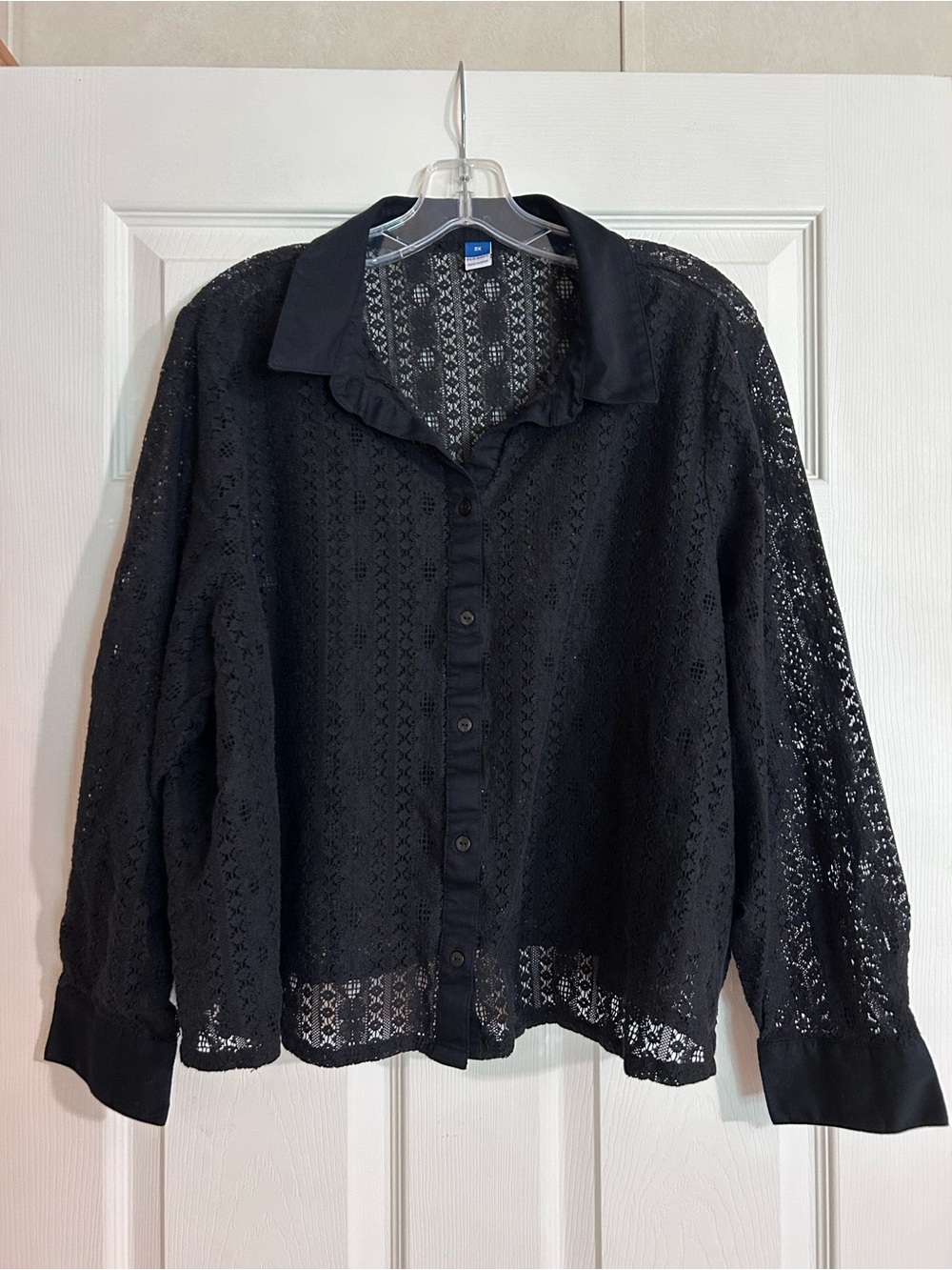 Old Navy Black Lace Button-Front Top